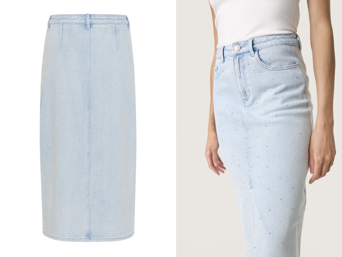 SLROMY Denim Skirt studs Lys denim