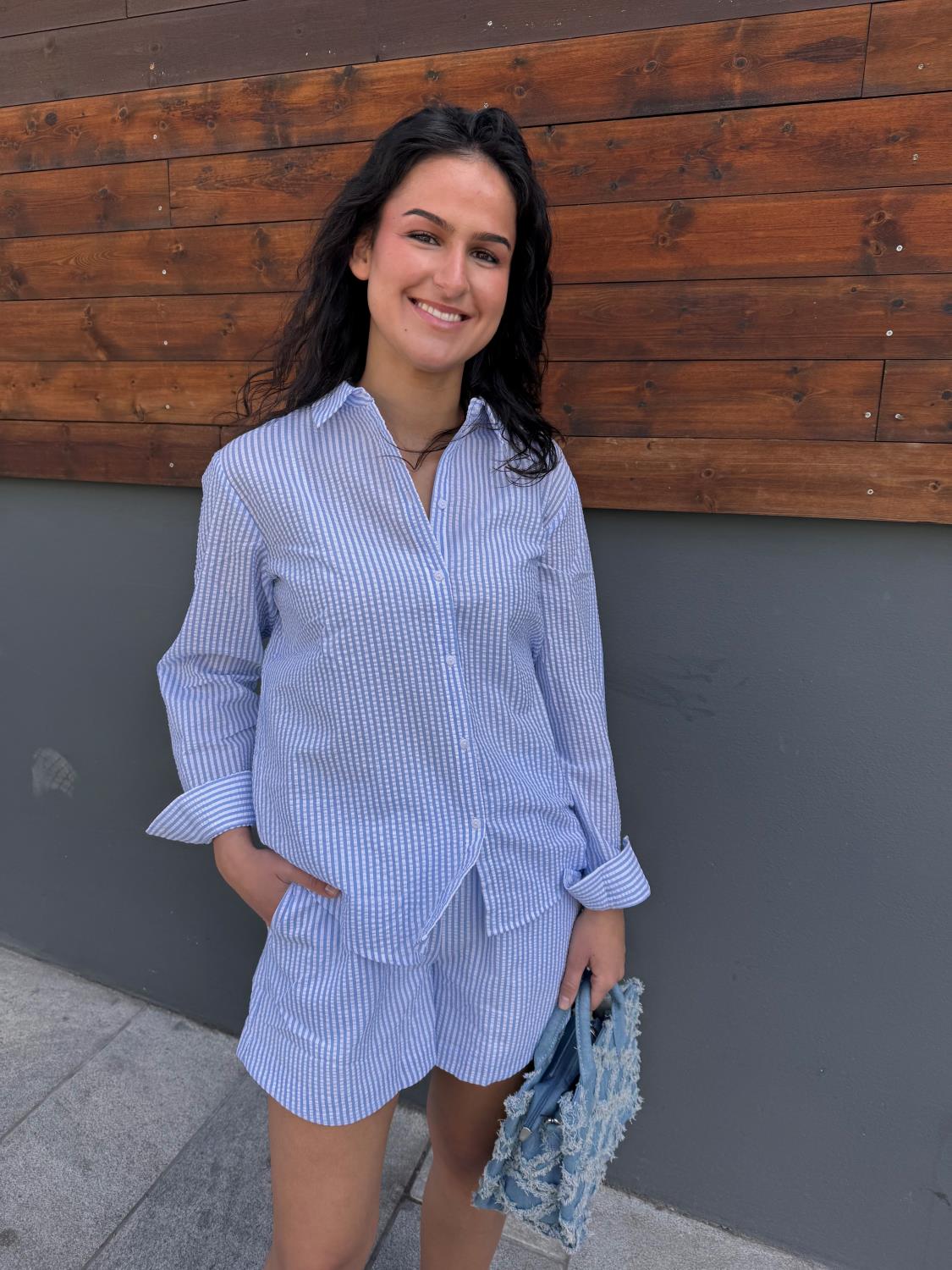 VICORALINA Stripe Shorts Lyseblå
