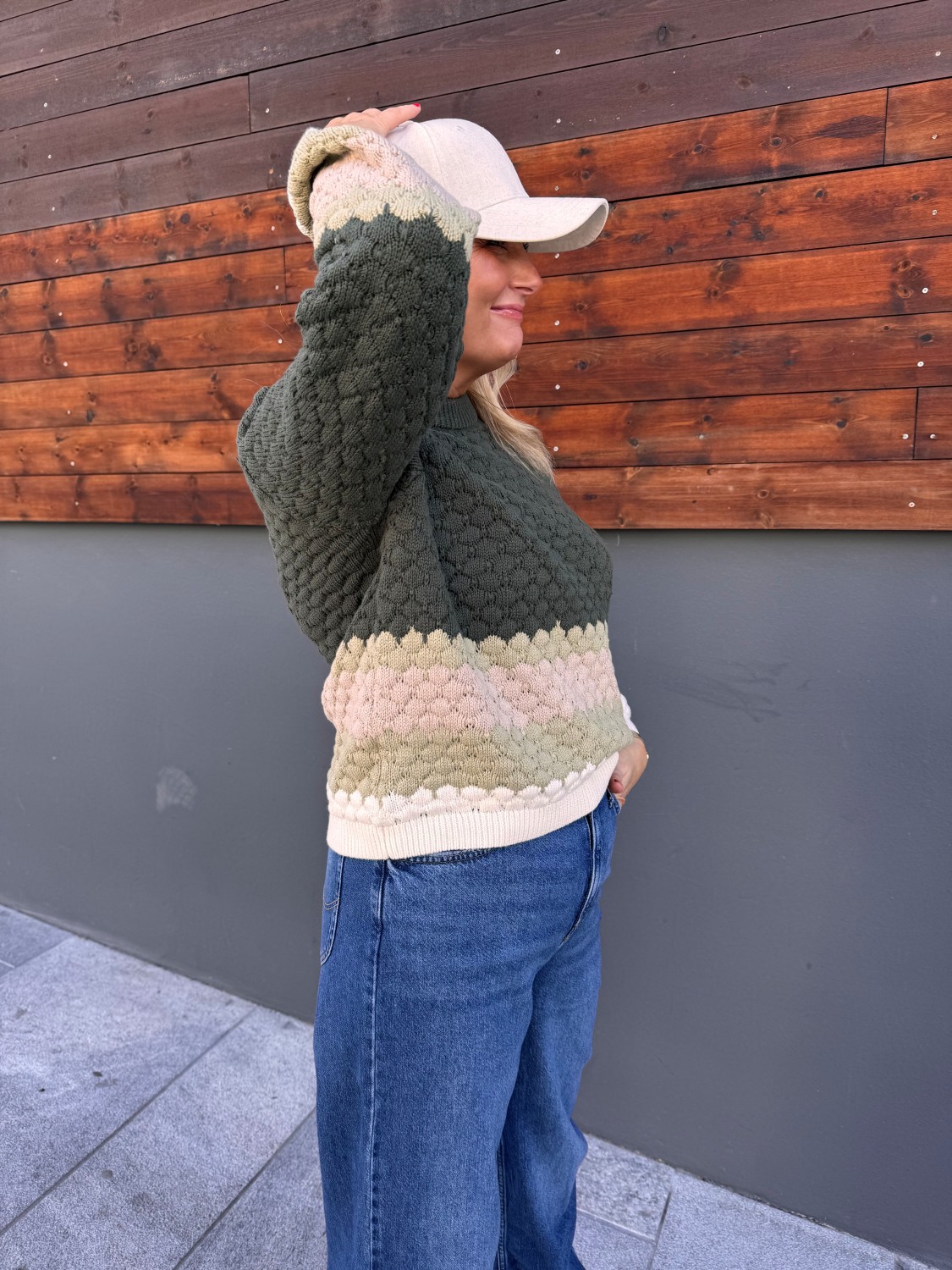 VITANNA L/S o-neck knit top grønn