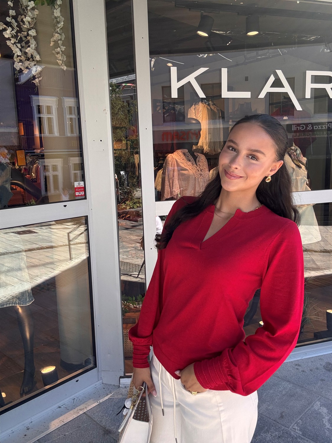 PZSARA LS Flounce Pullover Rød