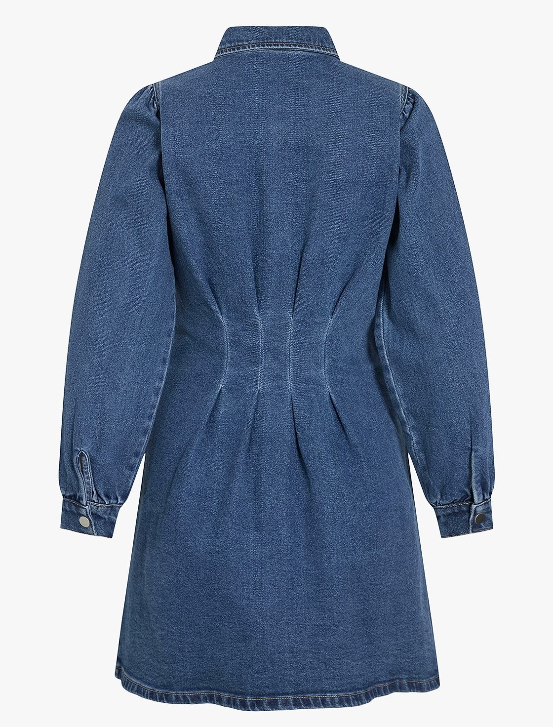 VISOL Pleat denim Dress Mellomblå