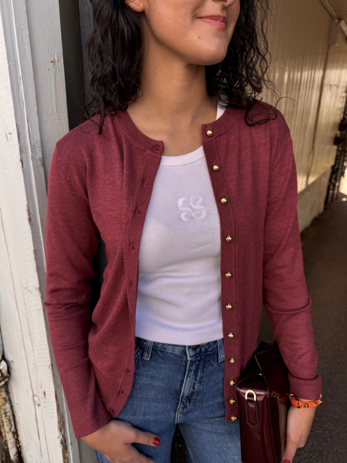 PZSARA button cardigan burgunder