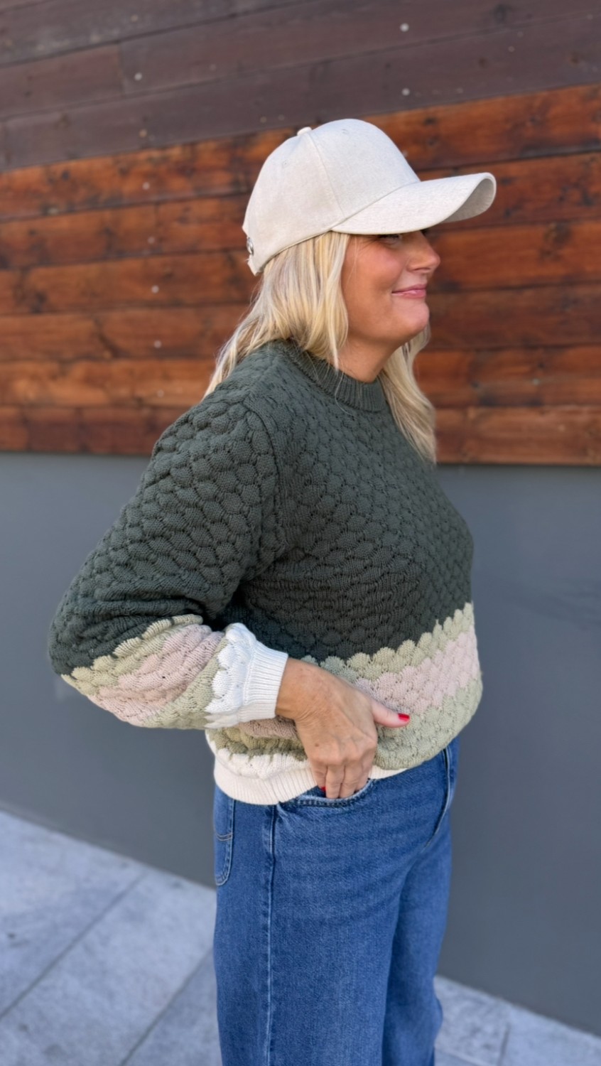 VITANNA L/S o-neck knit top grønn