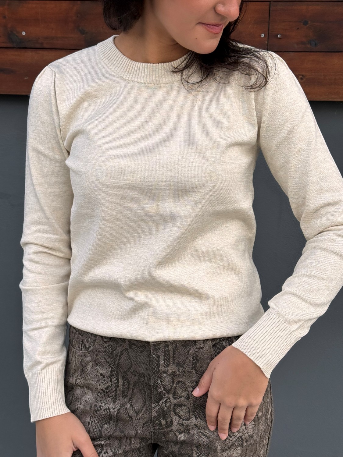 MilaSZ pullover brown rise melange krem