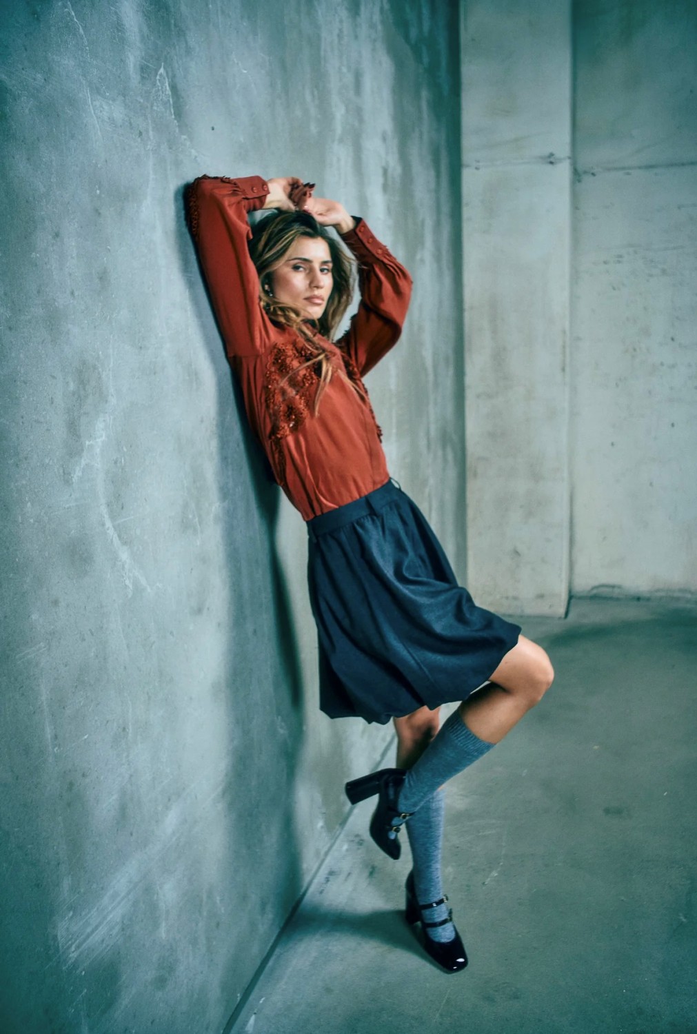 CMTailor-skirt grey melange Grå