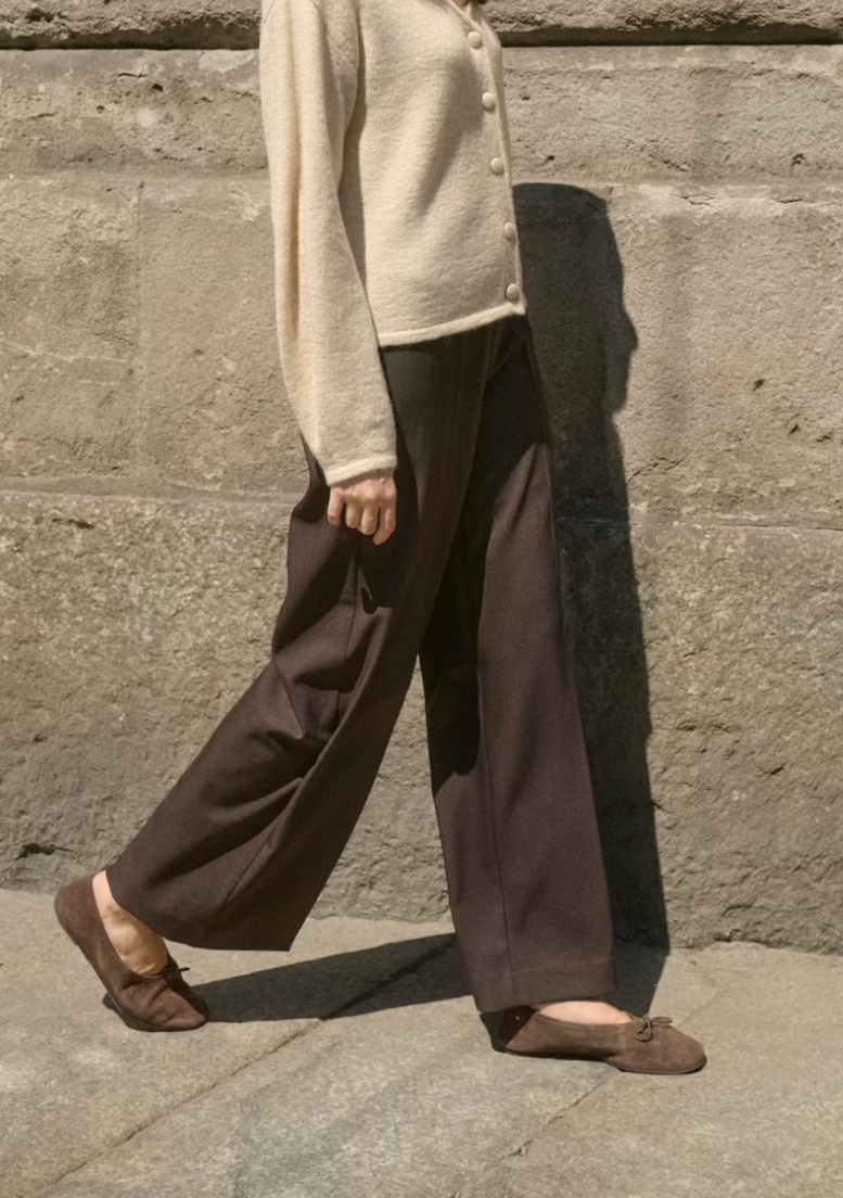 SLLilu corinne wide long pants melange suiting brun