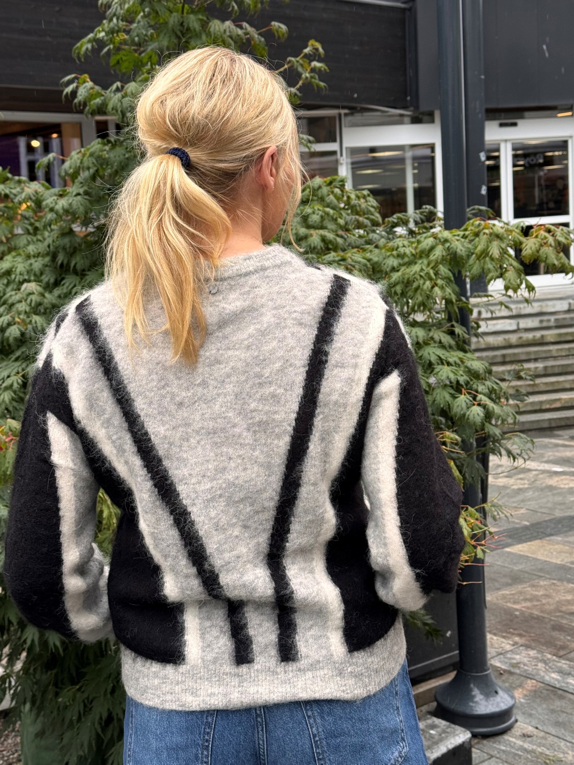 NUSURI BRUSHED Pattern Pullover Grå