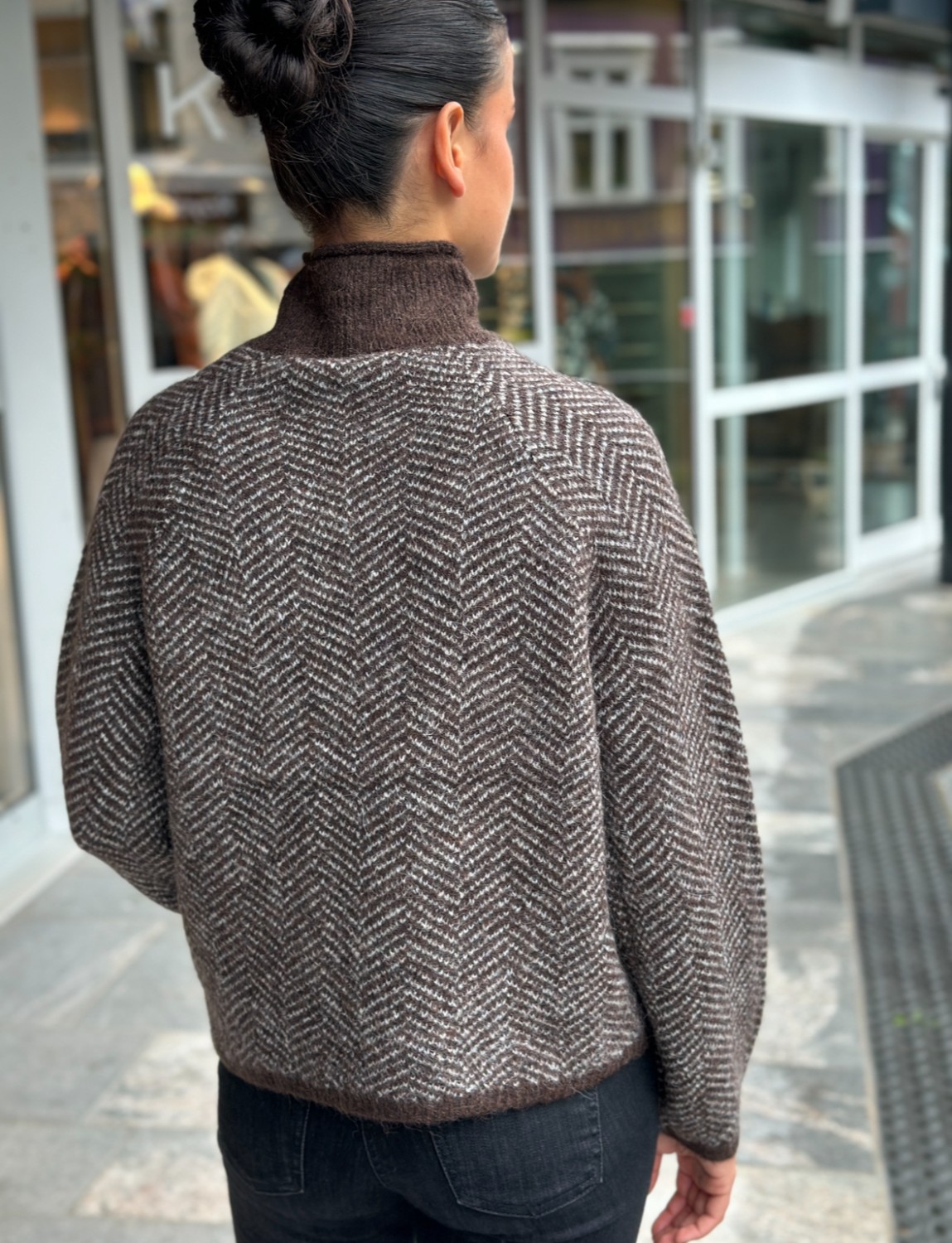 Vilory high neck knit top brun