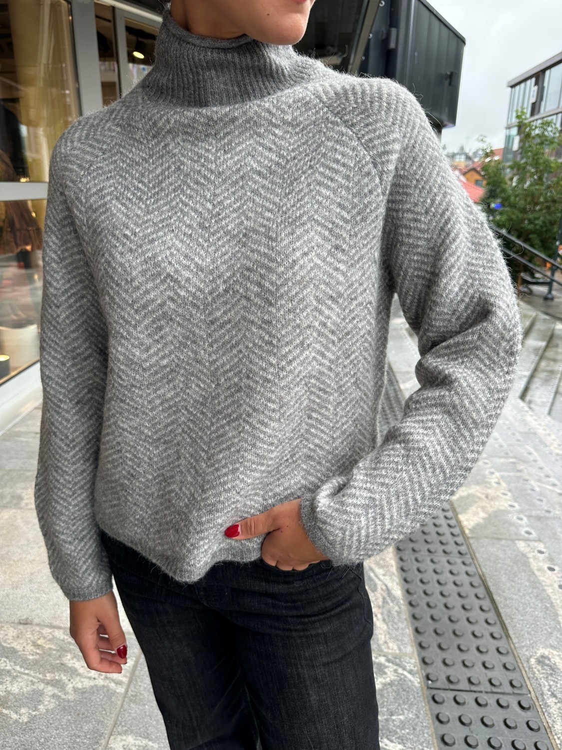 Vilory high neck knit grå
