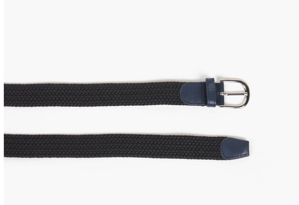 Manzini belte strikk ensfarget marine blå