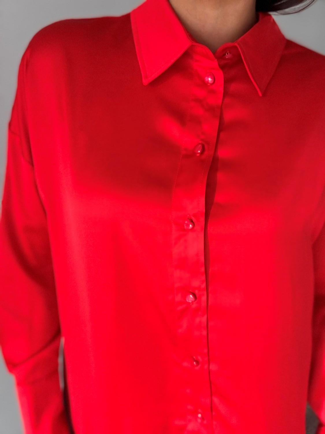 NUSATTI shirt hjerte knapper fiery rød