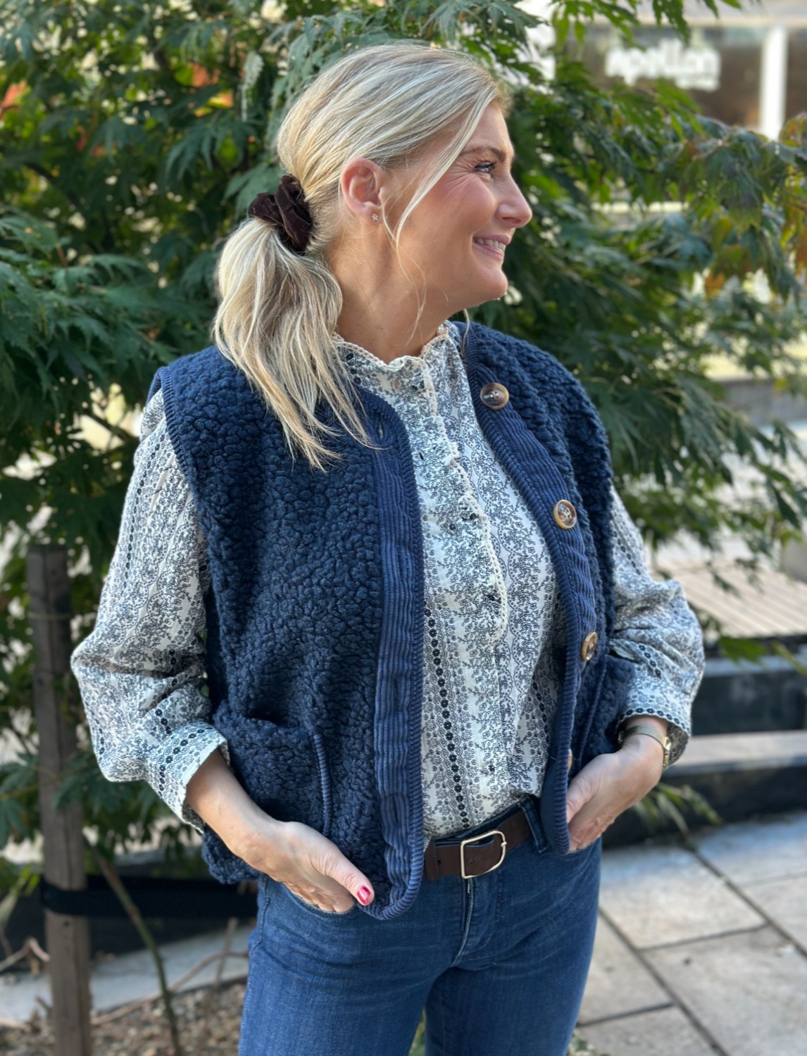 Karina teddy vest blå