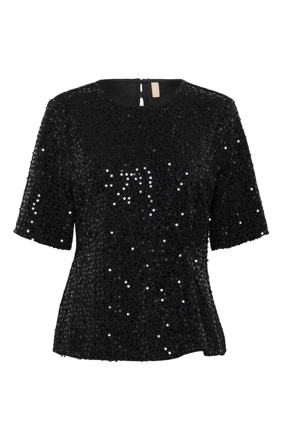 CUtamera sequin blouse paljetter sort