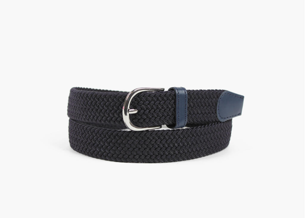 Manzini belte strikk ensfarget marine blå