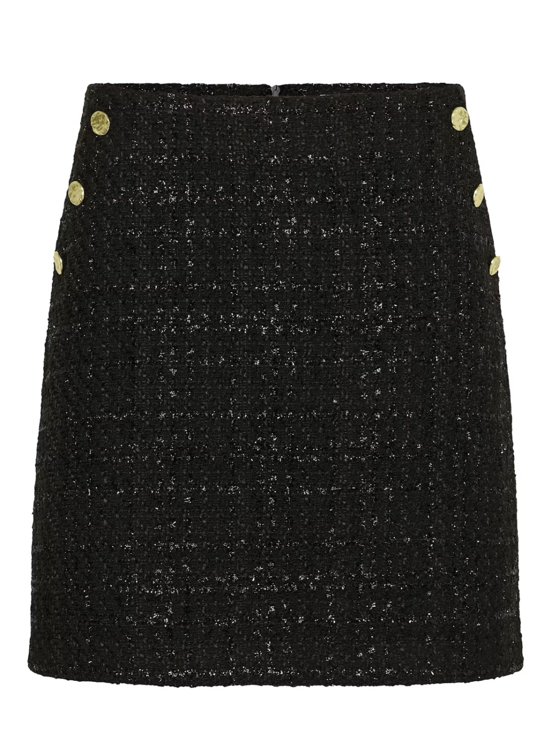 NigellaSZ tweed skjørt gull knapper sort