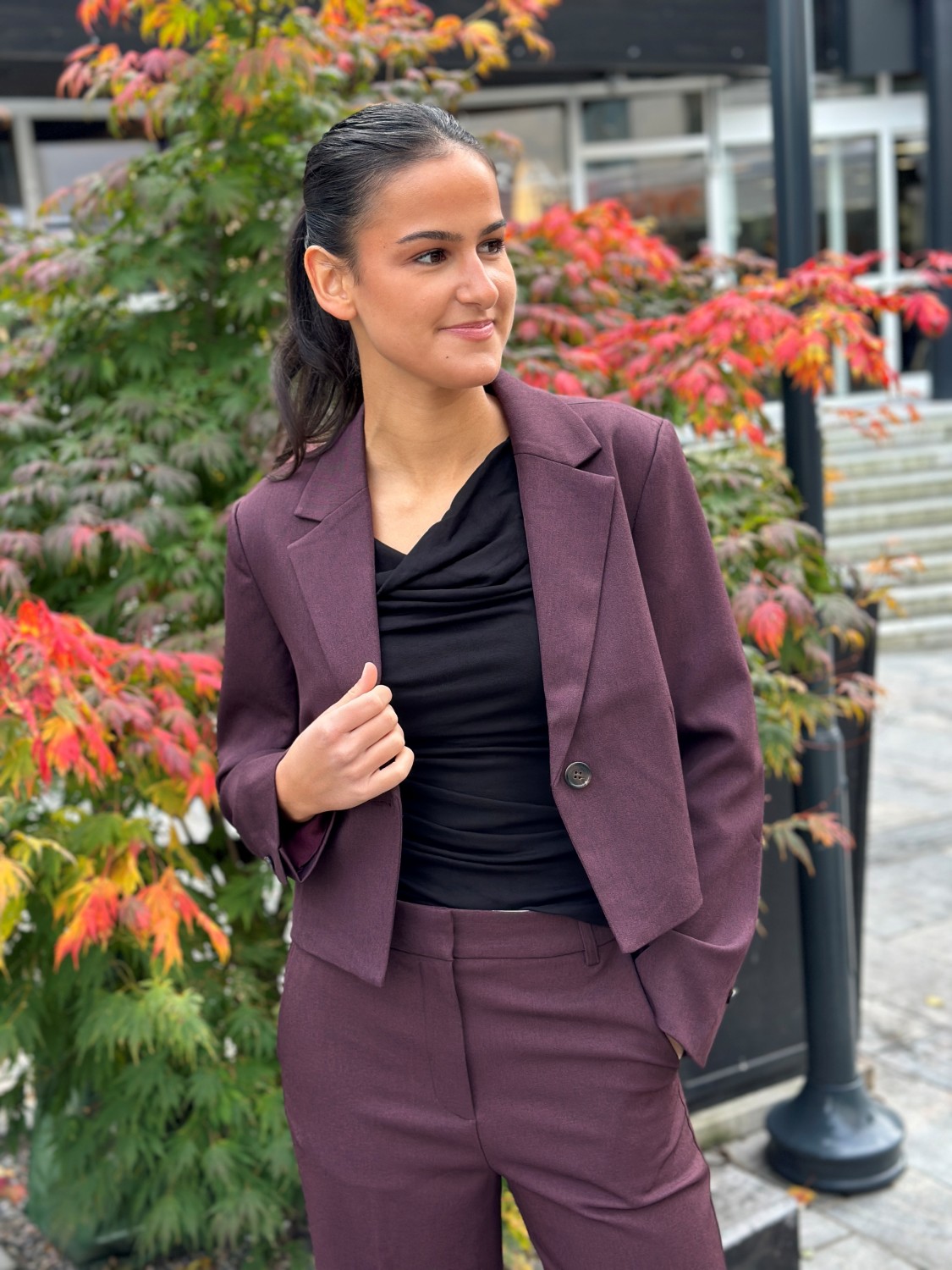 SLLilu corinne cropped blazer burgunder