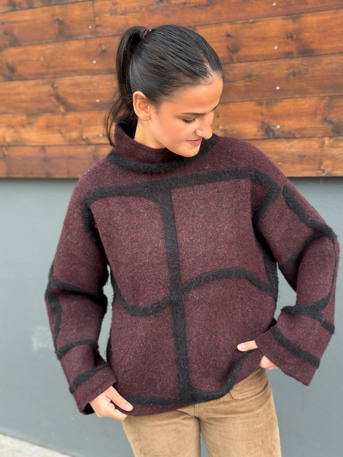 SLSorea Mono pullover burgunder