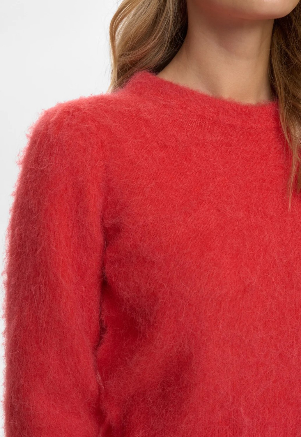 NUSURI brushed ss pullover fiery rød