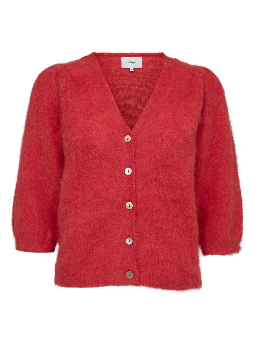 NUSURI brushed ss cardigan fiery rød