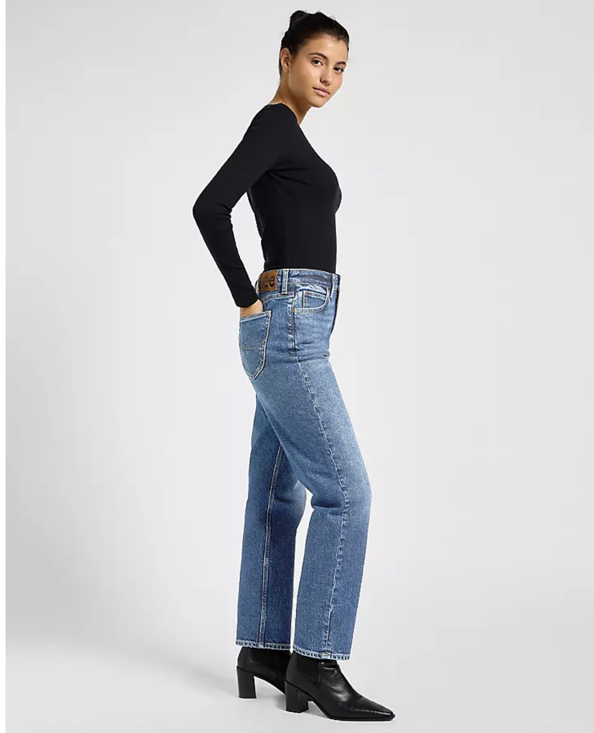 LEE Carol high rise straight classic denim blå