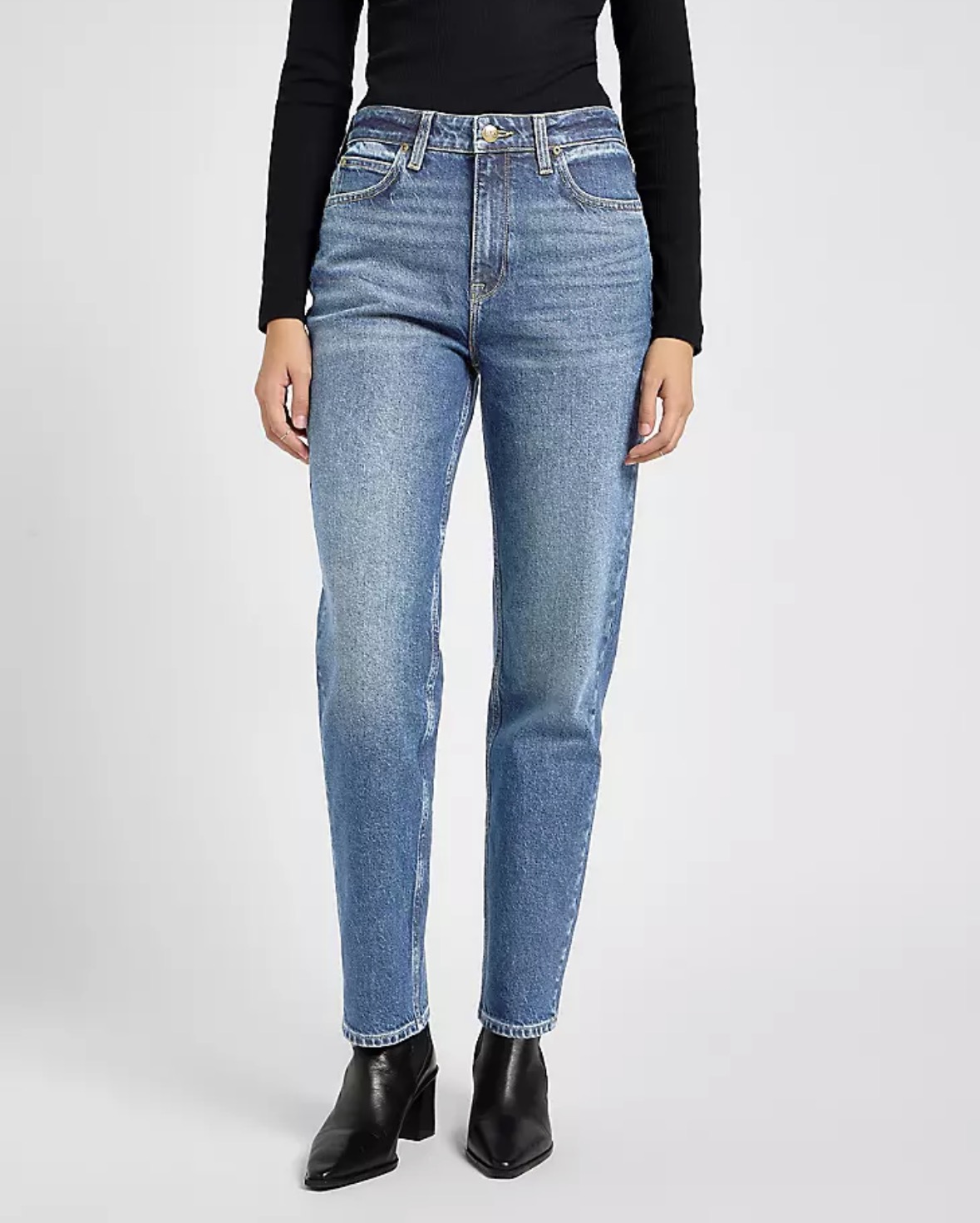 LEE Carol high rise straight classic denim blå