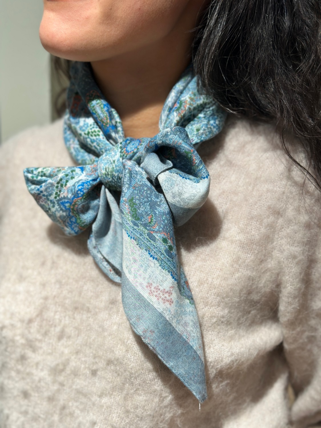 NORA skjerf soft 90 2 side blå mix