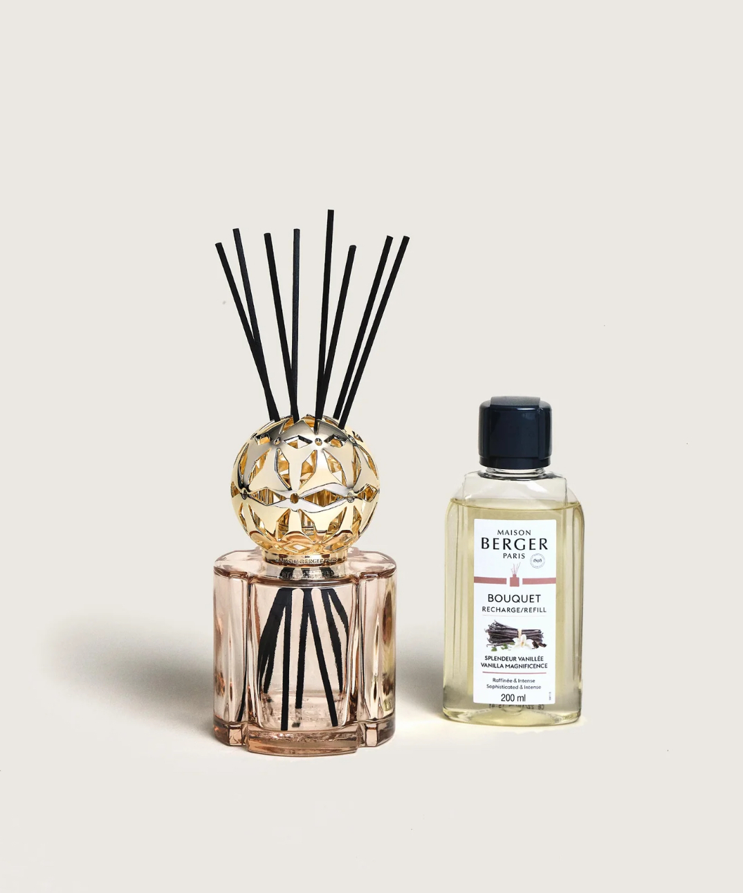 POMELIS beige- duftpinner gavesett med vaniljeprakt