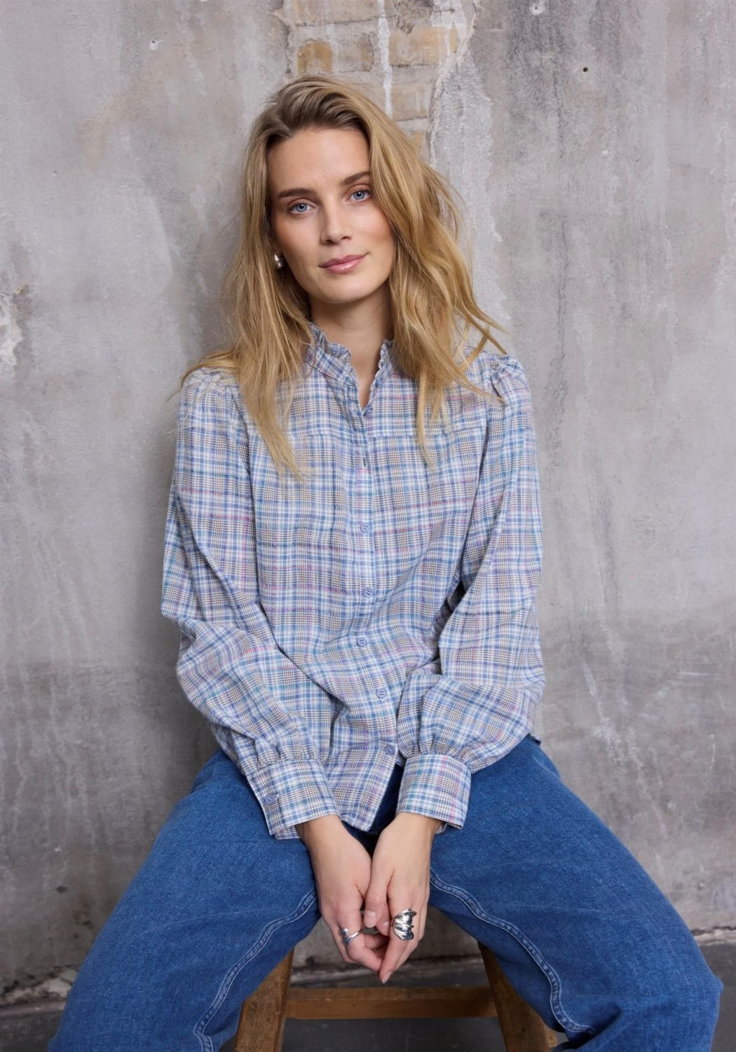 PZAurora shirt ruter Blå