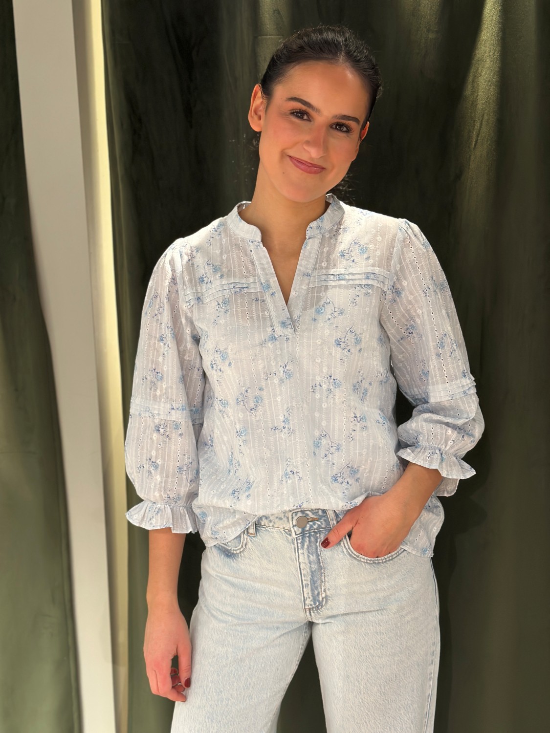 PZBellarose blouse lys blå