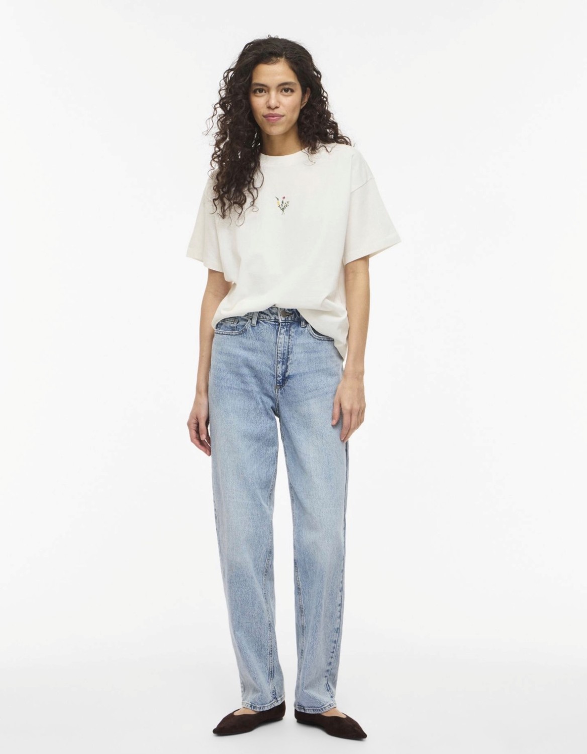 VIMONIE FLORAL EMB s/s hvit