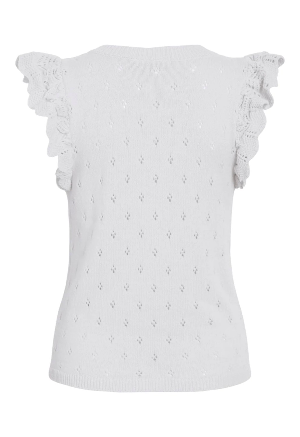 VIMARLEA v-neck s/l flounce knit top hvit