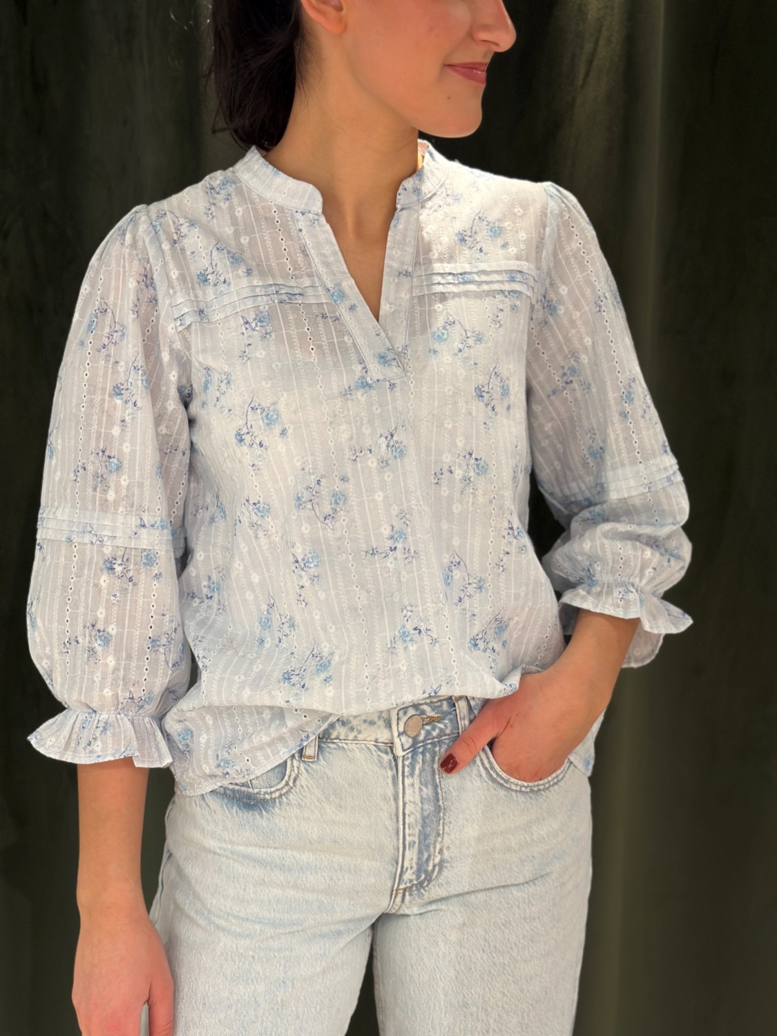 PZBellarose blouse lys blå