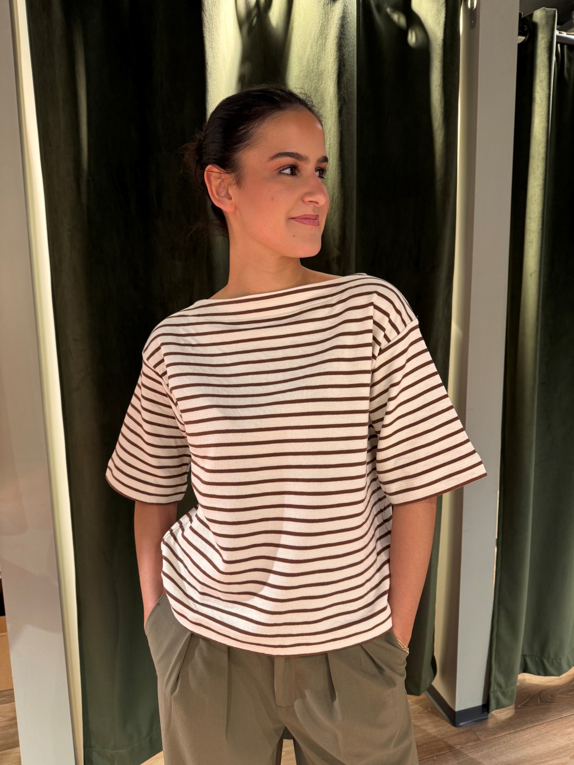 SLlngia sweatshirt striper krem