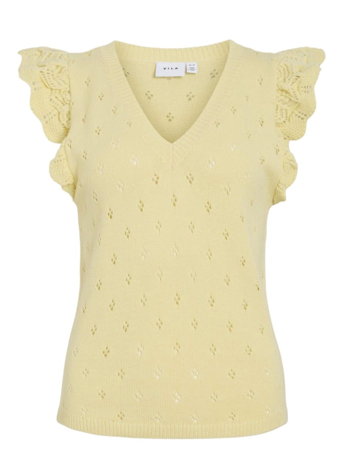 VIMARLEA v-neck s/l flounce knit top gul