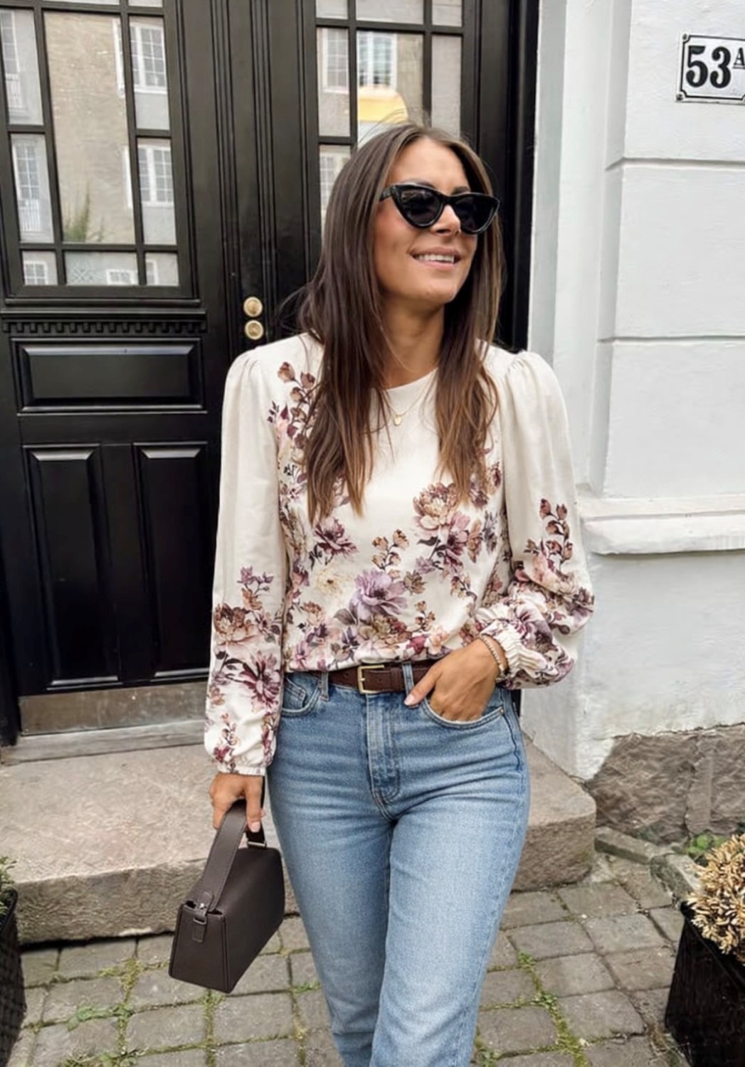 VISOFILA pla o-neck top blomster snow krem