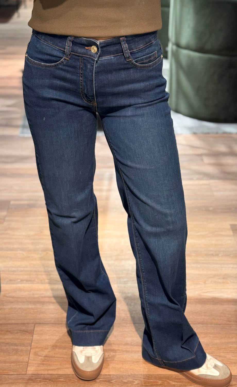 Wide Fit Leg Mac Blå