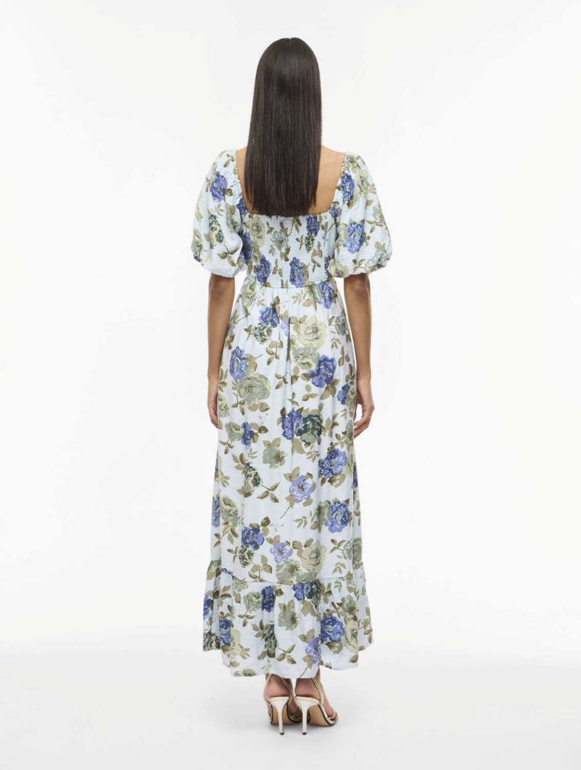 Viflova square neck ankel dress blå