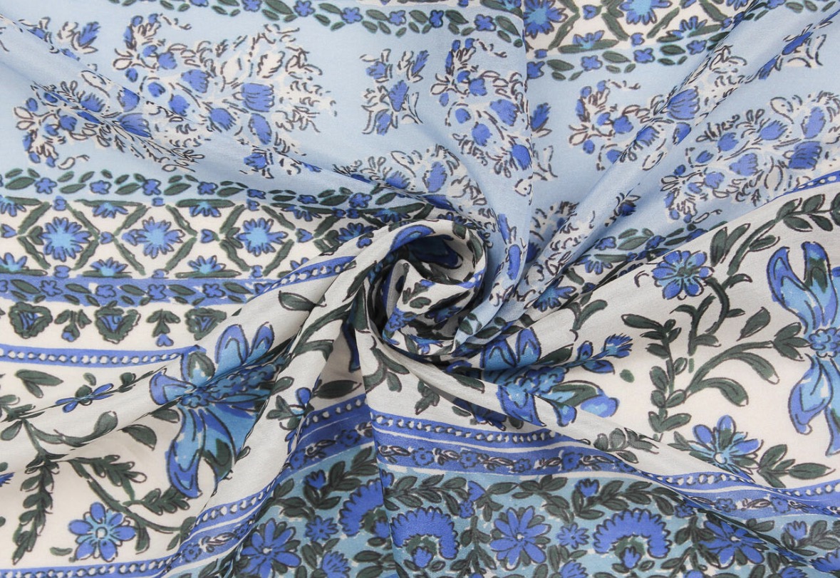 MANZINI skjerf blomster blå