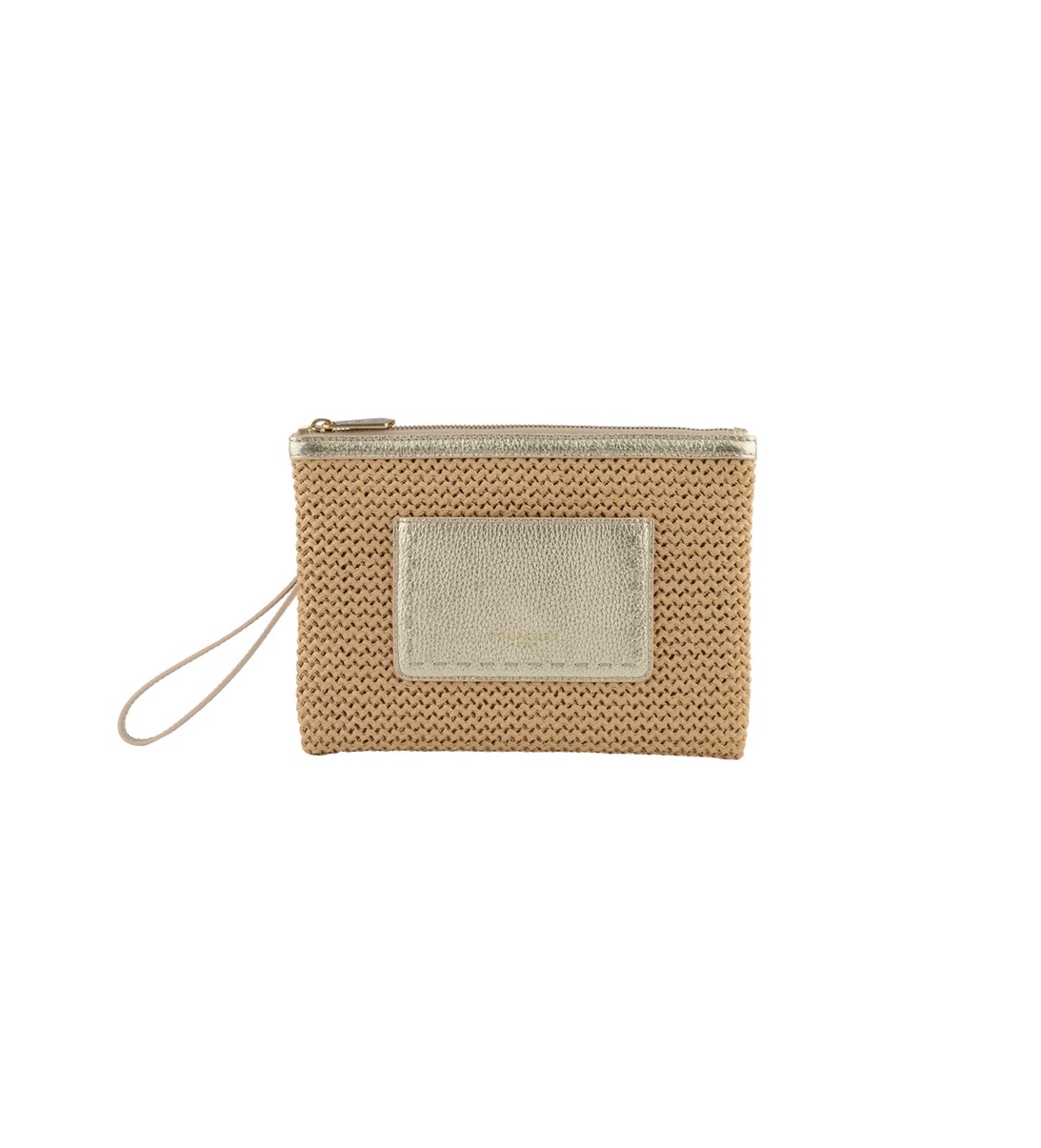 CASSIS clutch straw/leather bags 26030 OR sølv