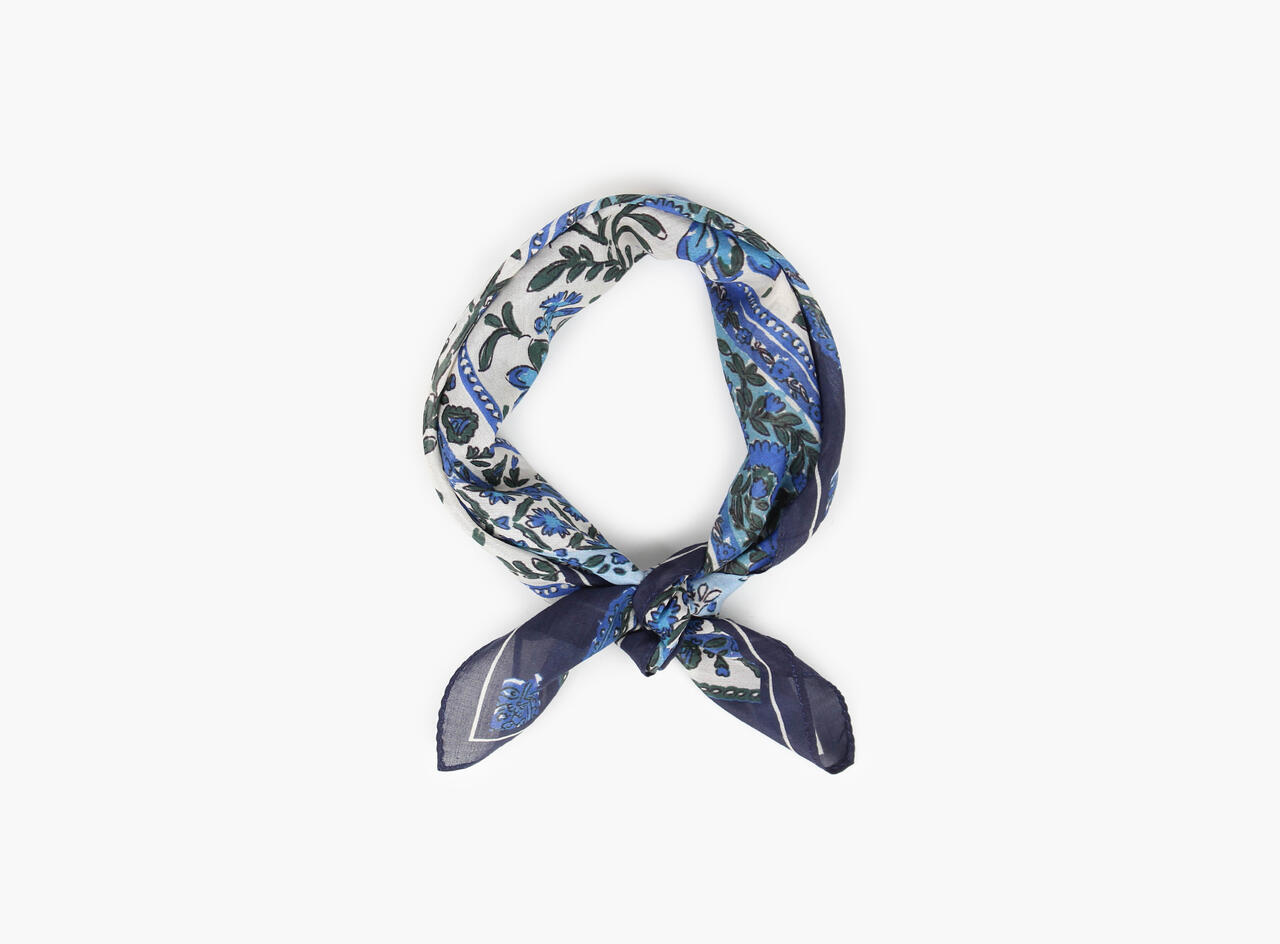 MANZINI skjerf blomster blå