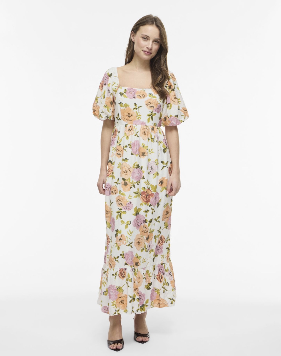 Viflola square neck ankle dress Rosa