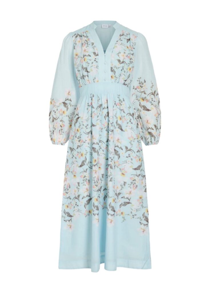 VIZANILA gil l/s midi dress blomster lys blå