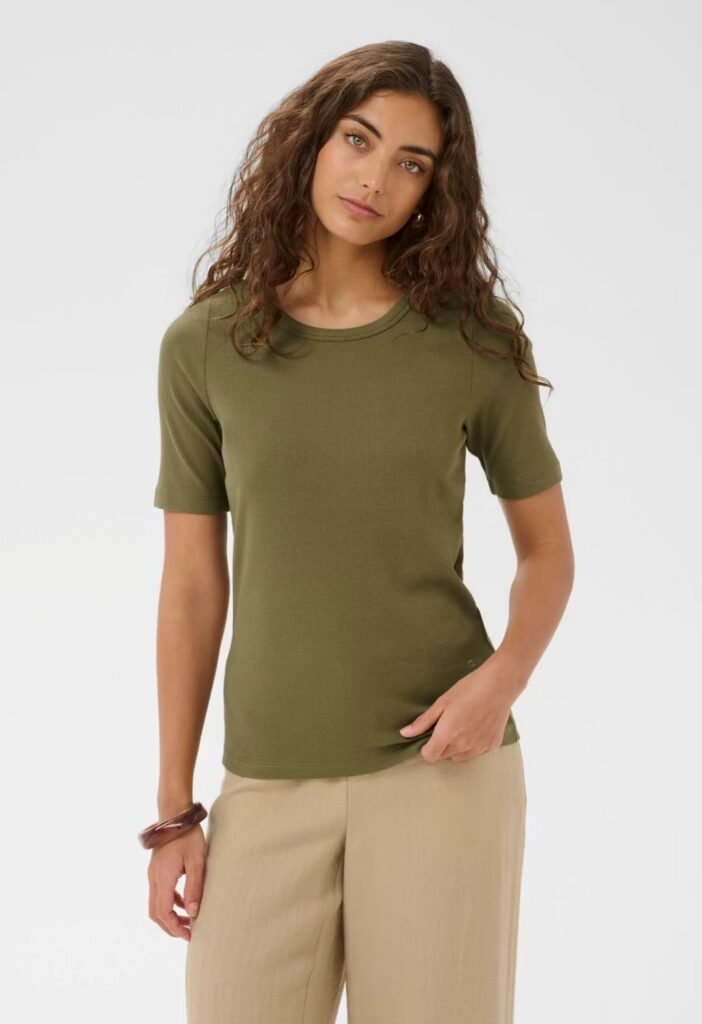 CUalyssa rib t-shirt dusky grønn