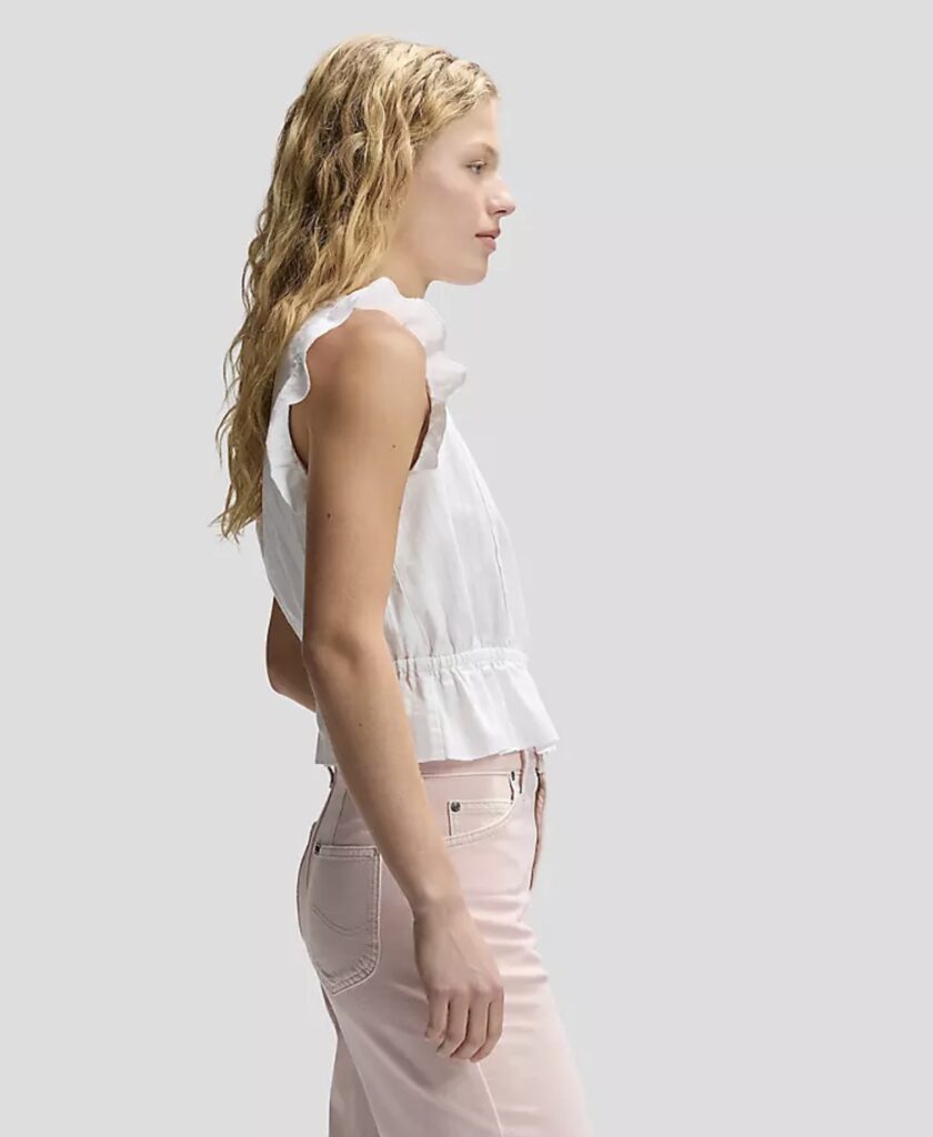 RUFFLE sleeve shirt bright hvit