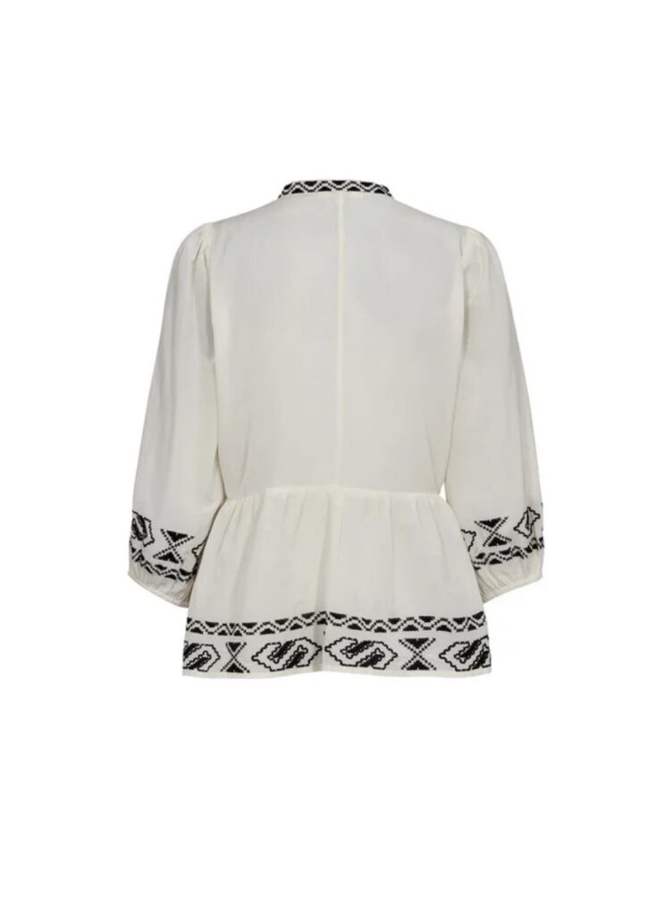 MadjaGO Blouse creme-black embrodery