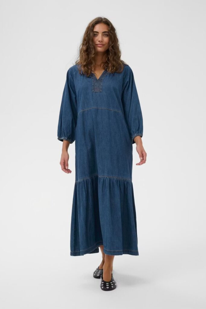 CUlava arpa long dress mørk blå