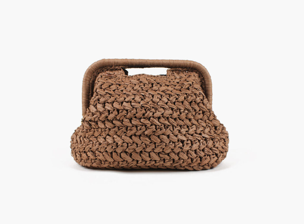Emma Straw Clutch Brun