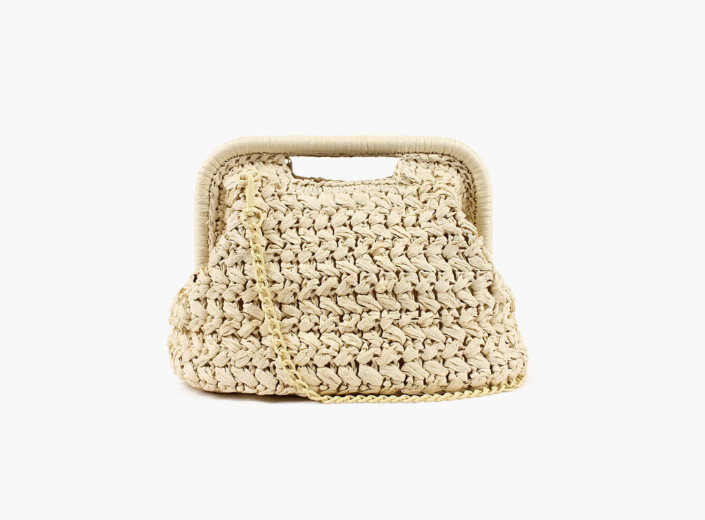 Emma Straw Clutch krem