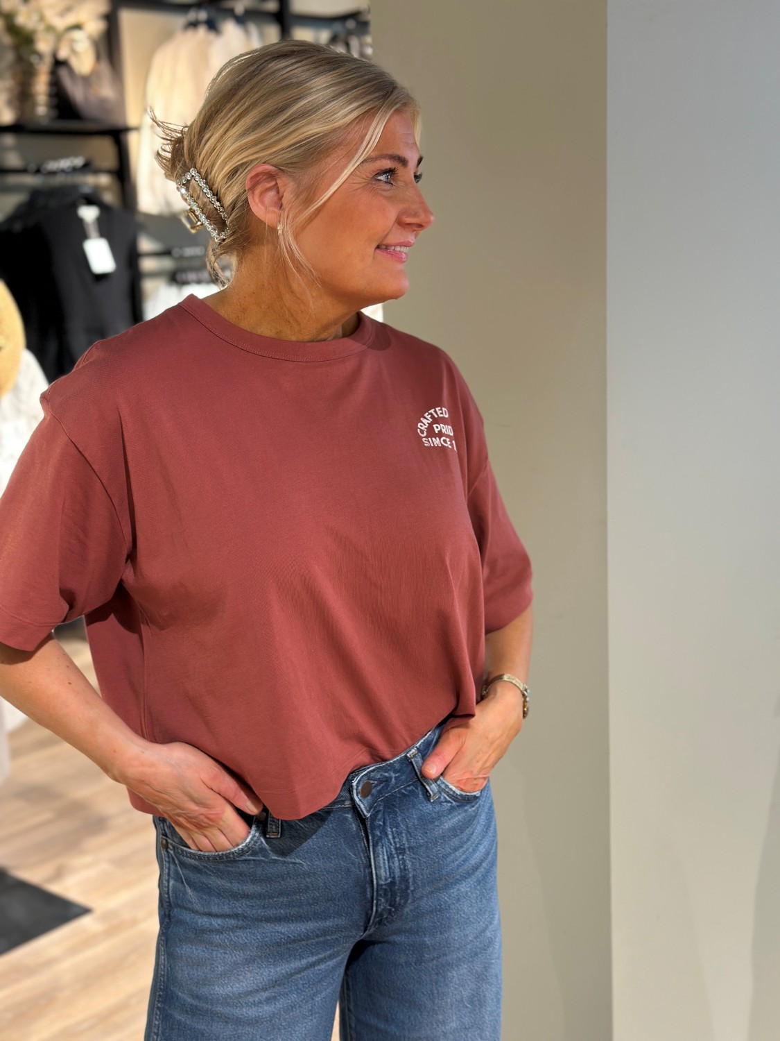 LEE crafted tee punch loose fit burgunder