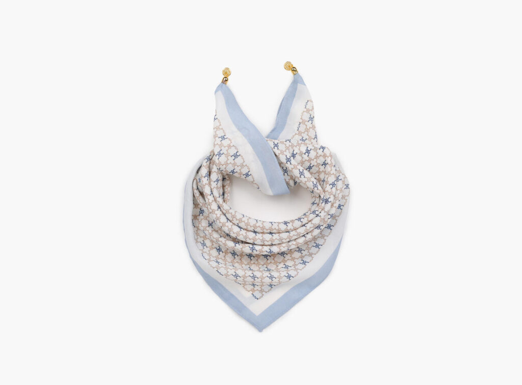 Manzini skjerf med magnet i gull lysblå